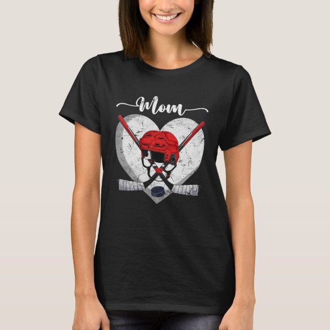 Distressed Heart Hockey Mom Heart Cute Mother s Da T-Shirt (Vorderseite)