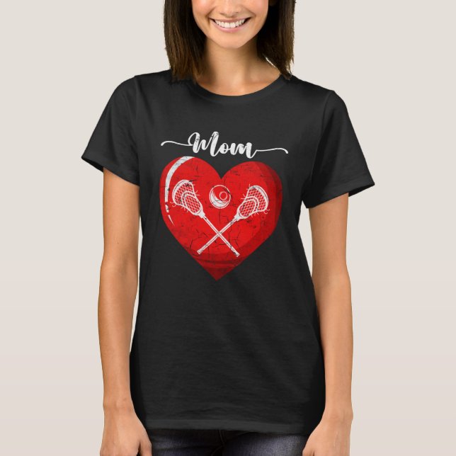 Distressed Heart Lacrosse Mom Heart Cute Mother s  T-Shirt (Vorderseite)