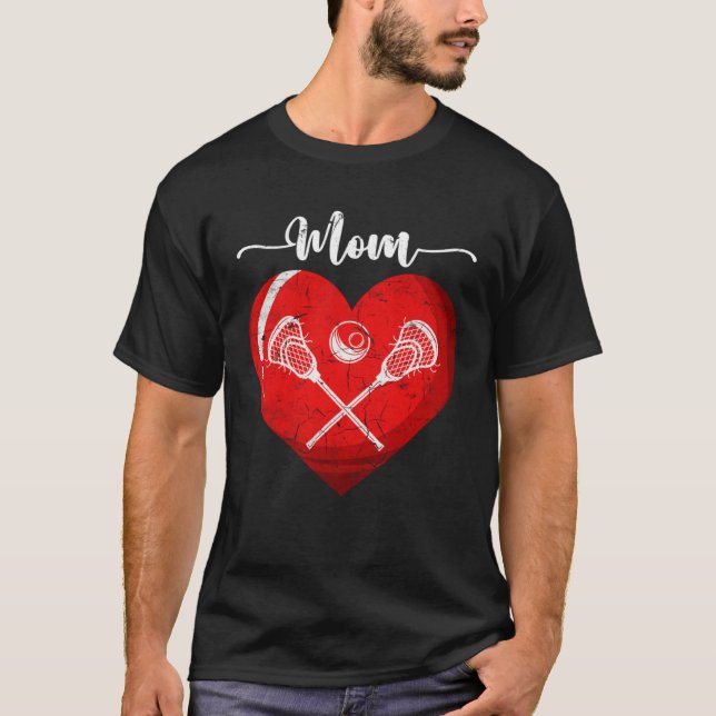 Distressed Heart Lacrosse Mom Heart Cute Mother s  T-Shirt (Vorderseite)