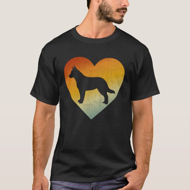 Distressed Heart Retro Men Women Australian Cattle T-Shirt (Vorderseite)