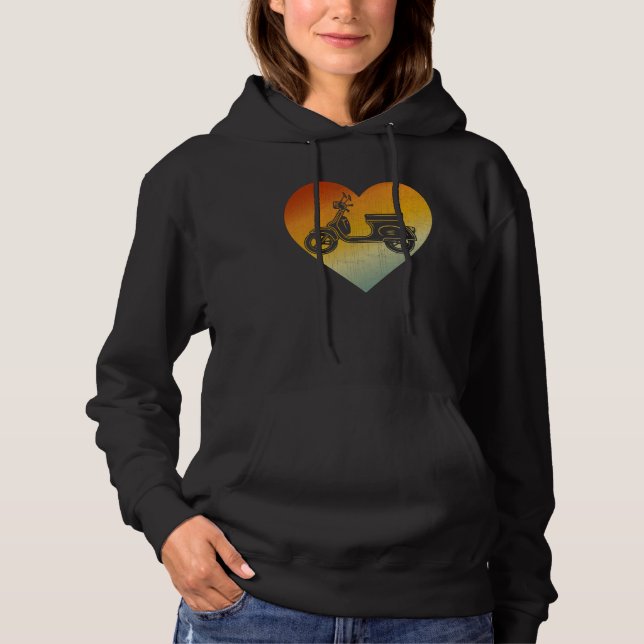 Distressed Heart Retro Style Men Women Scooters Hoodie (Vorderseite)