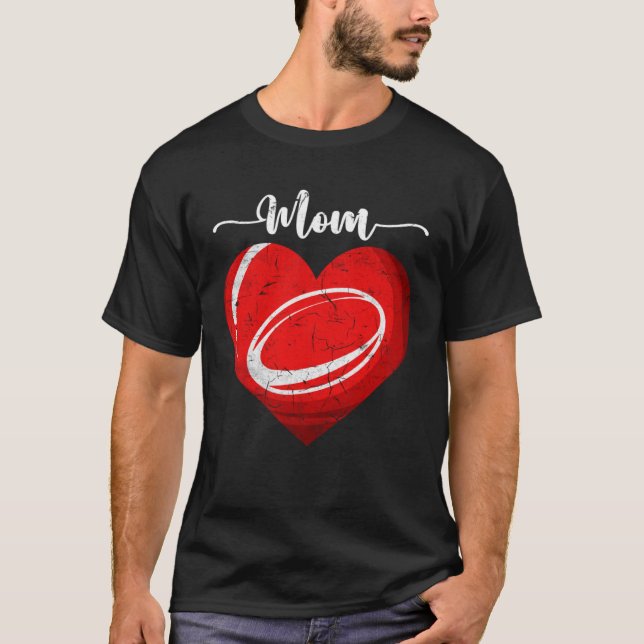 Distressed Heart Rugby Mom Heart Cute Mother s Day T-Shirt (Vorderseite)