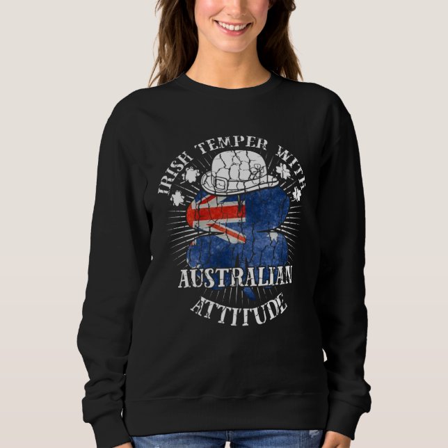Distressed Irish Australian Attitude Patriotic Sha Sweatshirt (Vorderseite)