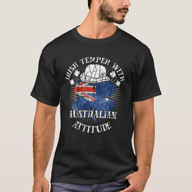 Distressed Irish Australian Attitude Patriotic Sha T-Shirt (Vorderseite)
