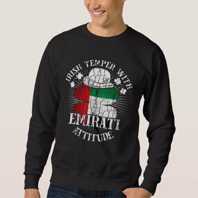 Distressed Irish Emirati Attitude Patriotic Shamro Sweatshirt (Vorderseite)