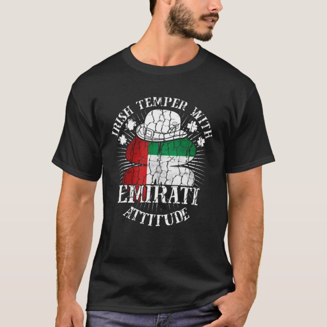 Distressed Irish Emirati Attitude Patriotic Shamro T-Shirt (Vorderseite)