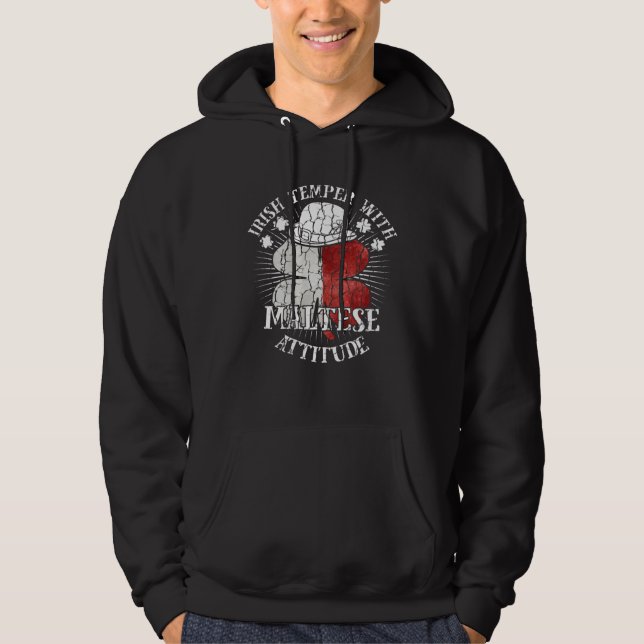 Distressed Irish Maltese Attitude Patriotic Shamro Hoodie (Vorderseite)