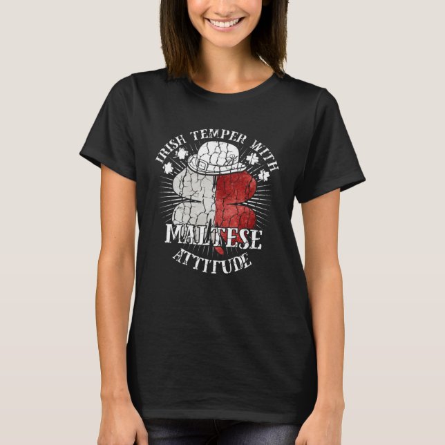 Distressed Irish Maltese Attitude Patriotic Shamro T-Shirt (Vorderseite)