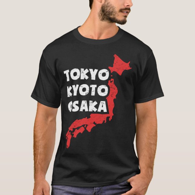 Distressed Japanese City of Osaka T-Shirt (Vorderseite)