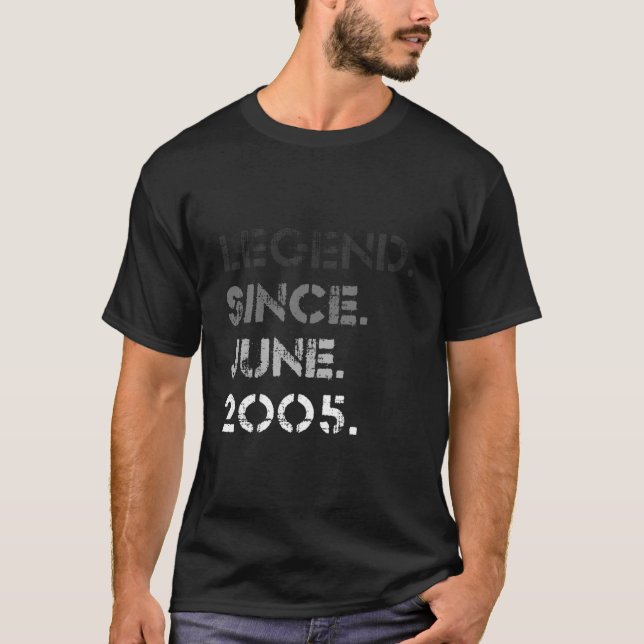 Distressed Legend Since June 2005 18Th Bday 18 T-Shirt (Vorderseite)