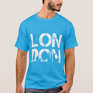Distressed London With Famous Landmarks Silhouette T-Shirt