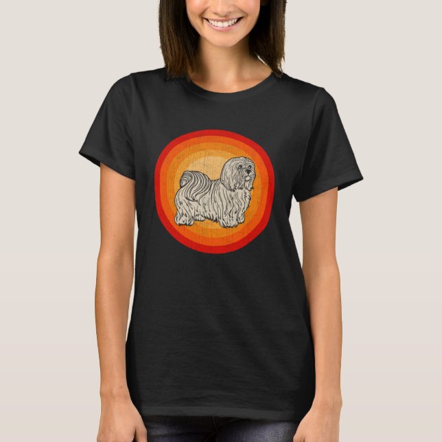 Distressed Maltese Dog  Retro Style T-Shirt (Vorderseite)