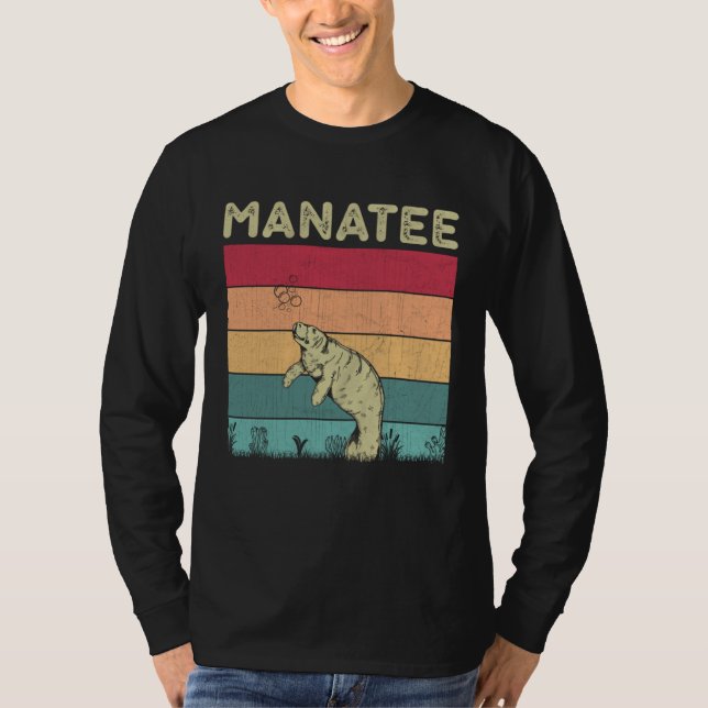 Distressed Manatee Lover Boys Girls Retro Style Ma T-Shirt (Vorderseite)