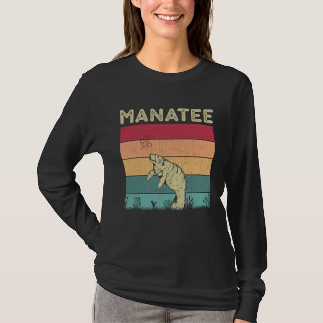 Distressed Manatee Lover Boys Girls Retro Style Ma T-Shirt (Vorderseite)