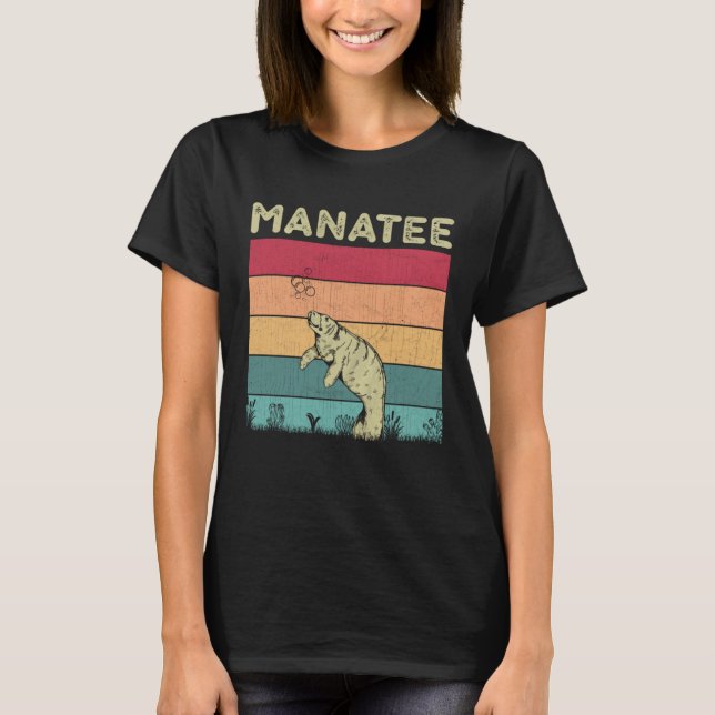 Distressed Manatee Lover Boys Girls Retro Style Ma T-Shirt (Vorderseite)