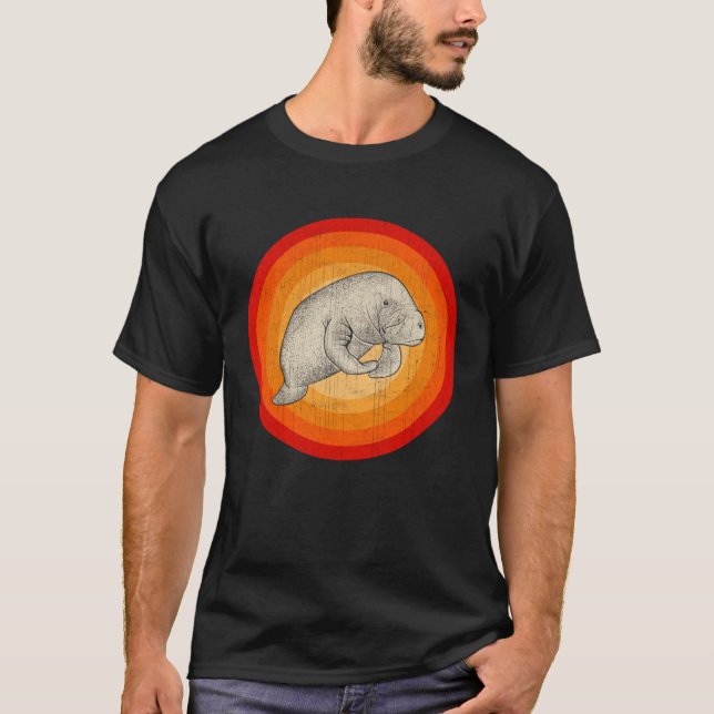 Distressed Manatee  Retro Style T-Shirt (Vorderseite)