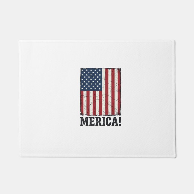 Distressed Merica Flagge Patriotisches Vektor-Shir Fußmatte (Vorderseite)