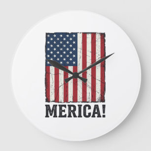 Distressed Merica Flagge Patriotisches Vektor-Shir Große Wanduhr