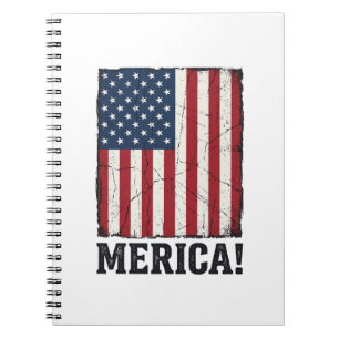 Distressed Merica Flagge Patriotisches Vektor-Shir Notizblock