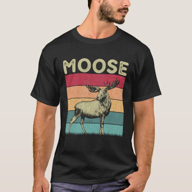 Distressed Moose Lover Boys Girls Retro Style Moos T-Shirt (Vorderseite)