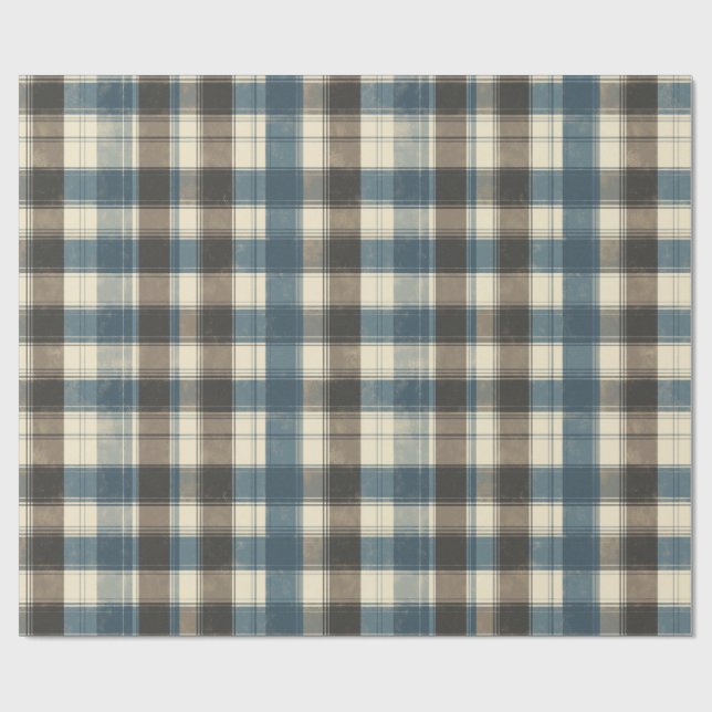 Distressed Navy and Taupe Plaid for Father’s Day Geschenkpapier (Flach)