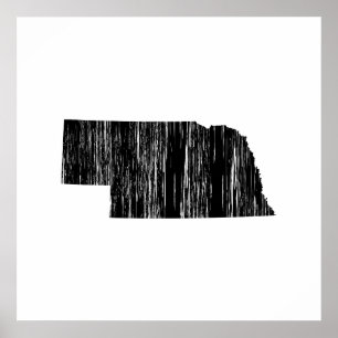 Distressed Nebraska State Outline Poster