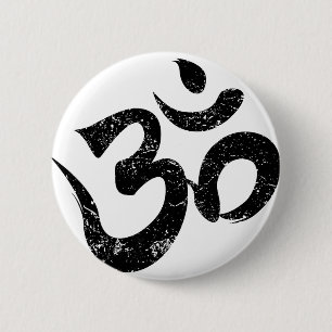 Distressed Om Meditation spirituell indische Yoga Button