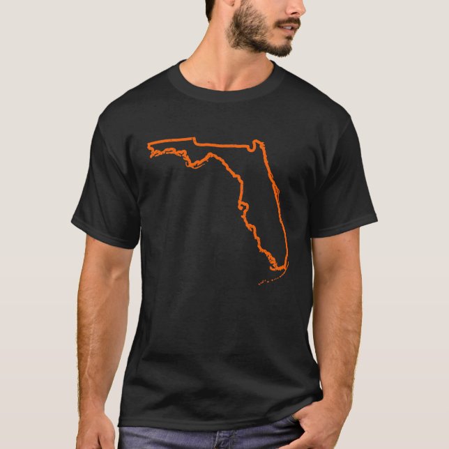 Distressed Orange Florida Outline T-Shirt (Vorderseite)