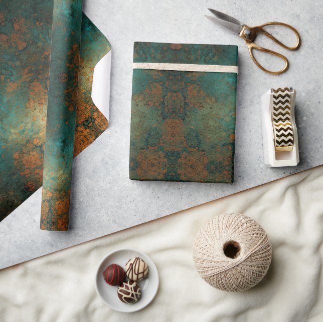Distressed Patina Copper Vintage Ephemera  Geschenkpapier (Kunsthandwerk)