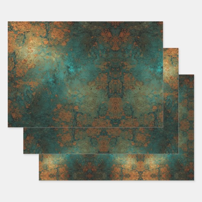 Distressed Patina Copper Vintage Ephemera  Geschenkpapier Set (Set)
