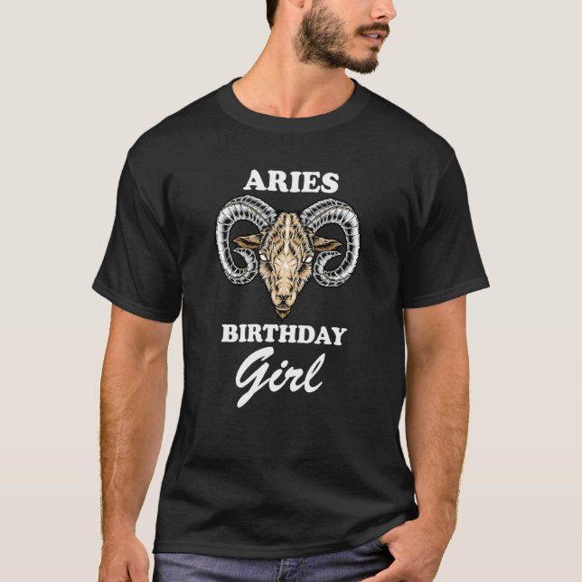 Distressed Quote Bday party Aries Girl T-Shirt (Vorderseite)