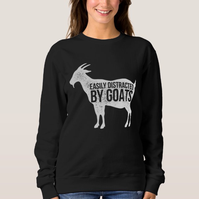 Distressed Quote Easily Distracted Retro Goats Sweatshirt (Vorderseite)