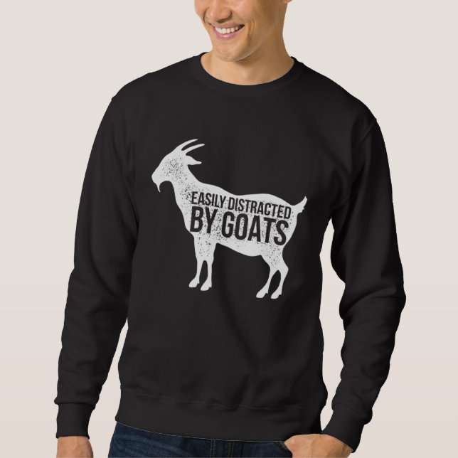 Distressed Quote Easily Distracted Retro Goats Sweatshirt (Vorderseite)
