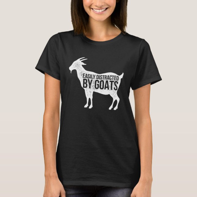 Distressed Quote Easily Distracted Retro Goats T-Shirt (Vorderseite)
