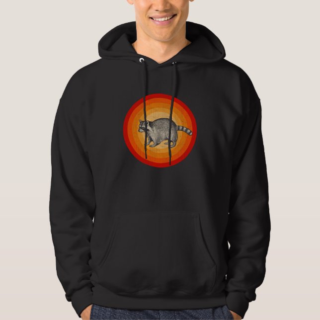 Distressed Raccoon  Retro Style Hoodie (Vorderseite)