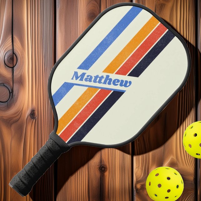 Distressed Retro fünf Strichen mit Name Pickleball Schläger (Von Creator hochgeladen)