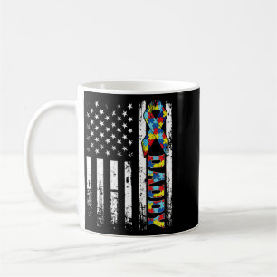 Distressed Retro Vintage American Flag Autism Dadd Kaffeetasse