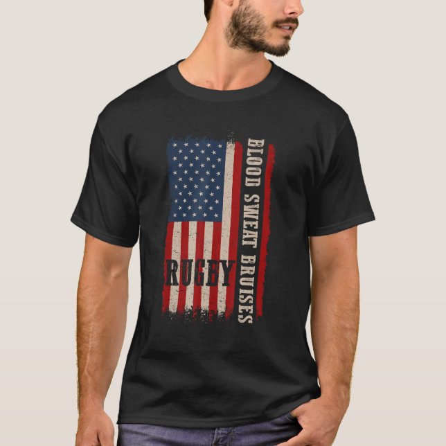 Distressed Rugby 4th of July USA Rugby American Fl T-Shirt (Vorderseite)