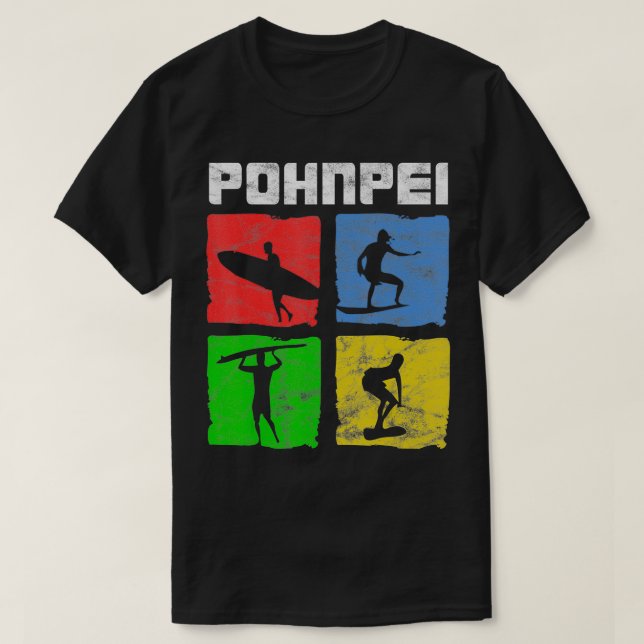 DISTRESSED Schönes Pohnpei Surfen T-Shirt (Design vorne)