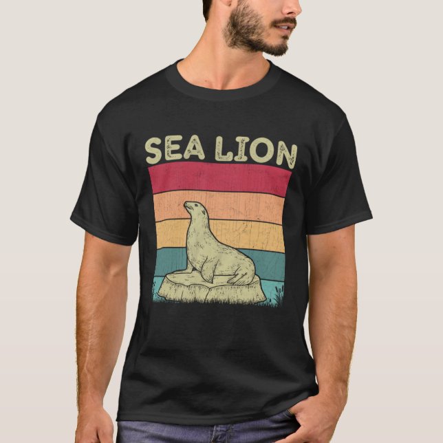 Distressed Sea Lion Lover Boys Girls Retro Style S T-Shirt (Vorderseite)