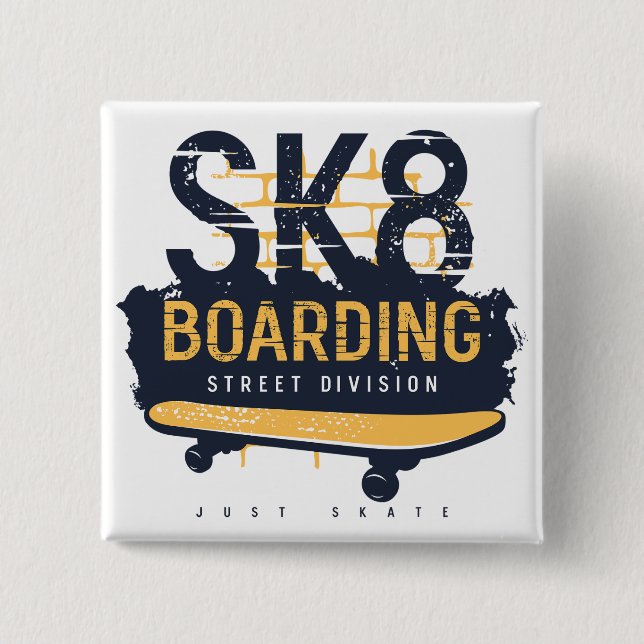 Distressed SK8 Boarding Street Division Button (Vorderseite)