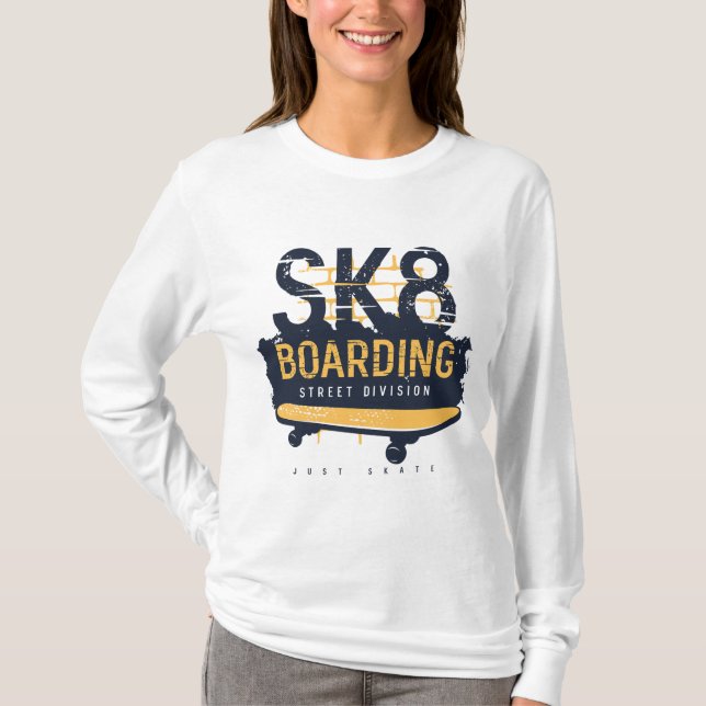 Distressed SK8 Boarding Street Division T-Shirt (Vorderseite)