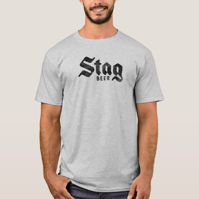 Distressed "Stag Beer" Retro Logo T-Shirt (Vorderseite)