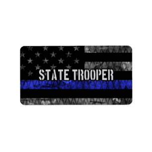 Distressed State Trooper Police Flag Adressaufkleber