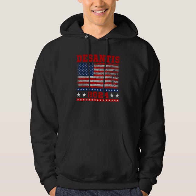 Distressed Style American Flag Desantis 2024 Hoodie (Vorderseite)