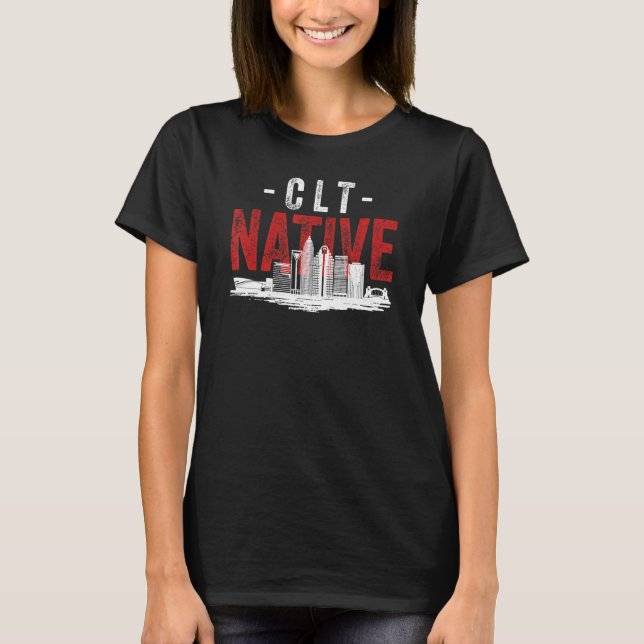 Distressed Style Charlotte City Native Home Grown  T-Shirt (Vorderseite)
