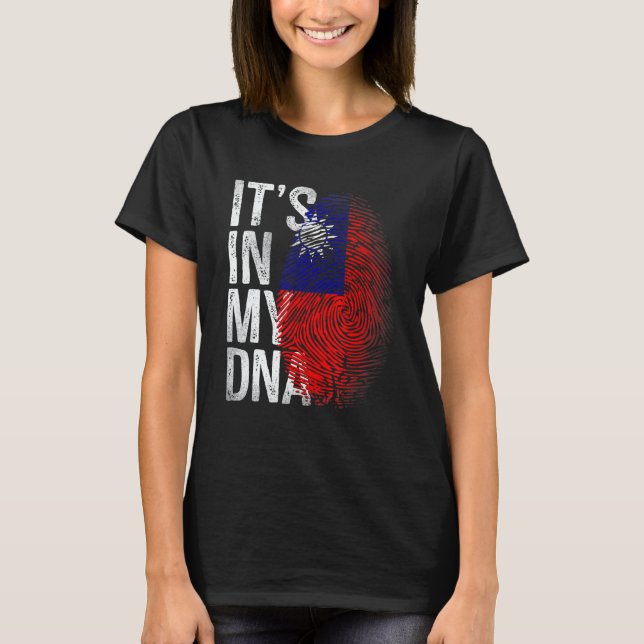 Distressed Taiwanese Flag It's In My DNA Fingerpri T-Shirt (Vorderseite)