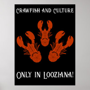 Distressed Travel Cajun Louisiana-Crawfish Poster