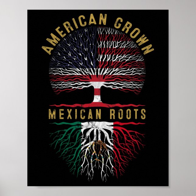 Distressed Tree USA-Flagge Amerikanisch Gewachsen  Poster (Vorne)