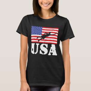 Distressed Ultimate Frisbee Usa American Flag Vint T-Shirt